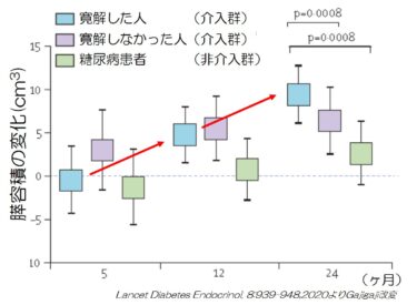 糖尿病の寛解により膵臓のサイズや形状が回復する
