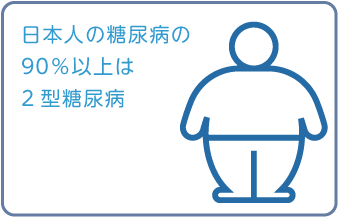 日本人の糖尿病の90％以上は2型糖尿病